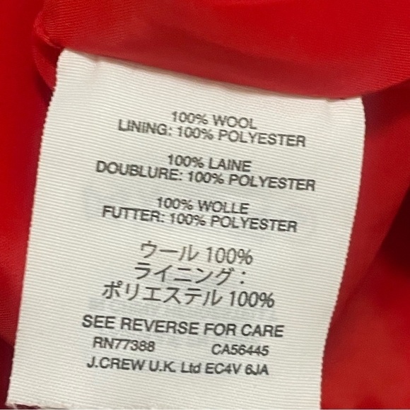 JCrew Monday Dress Fiery Sunset Red Wool Suiting Ruffle Gold Zipper Sz 00 f4012 - Picture 9 of 11